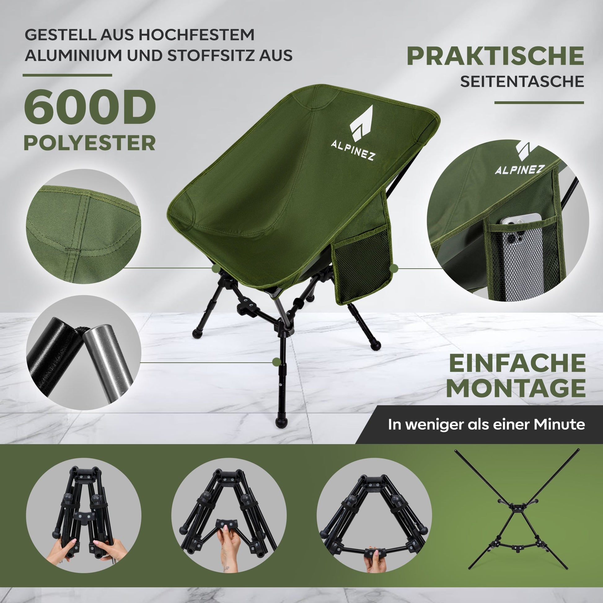 alpidex ultraleichter campingstuhl ALPINEZ Campingstuhl Faltbar & Leicht