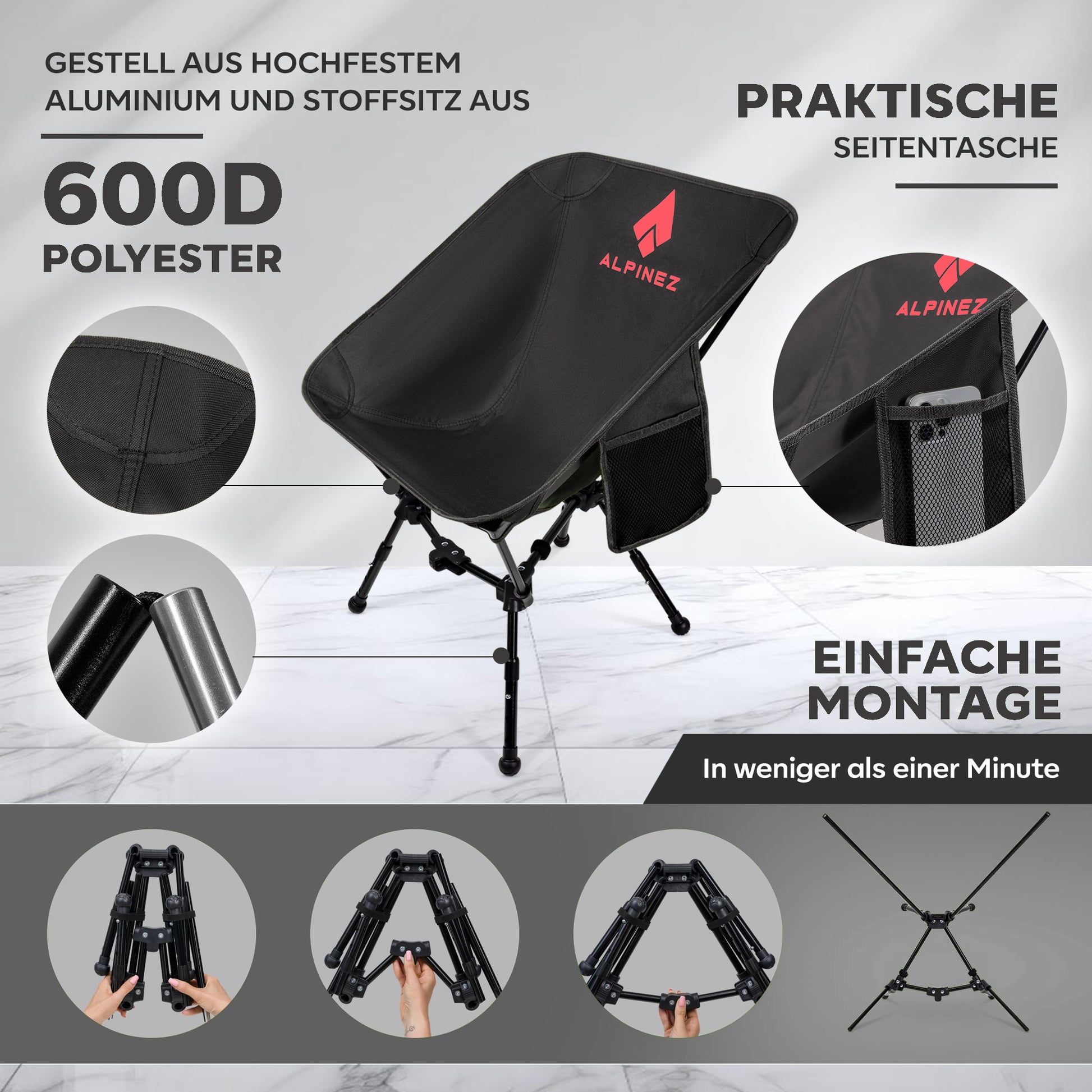 alpinez campingstuhl faltbar ALPINEZ Campingstuhl Faltbar & Leicht